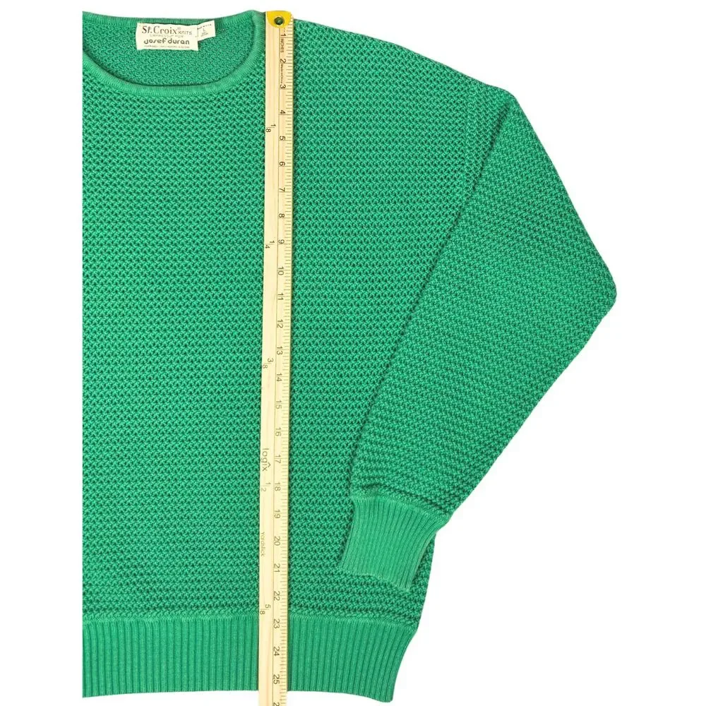 Vintage St. Croix Knits Josef‎ Duran Sweater Womens Open Knit Large Green USA